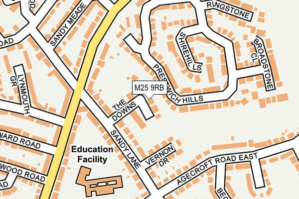 M25 9RB map - OS OpenMap – Local (Ordnance Survey)