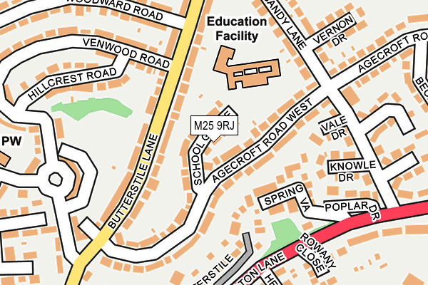 M25 9RJ map - OS OpenMap – Local (Ordnance Survey)