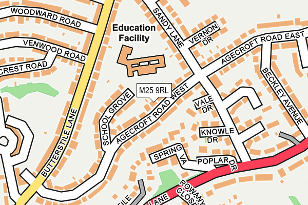 M25 9RL map - OS OpenMap – Local (Ordnance Survey)