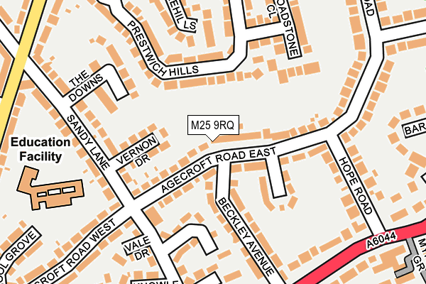 M25 9RQ map - OS OpenMap – Local (Ordnance Survey)