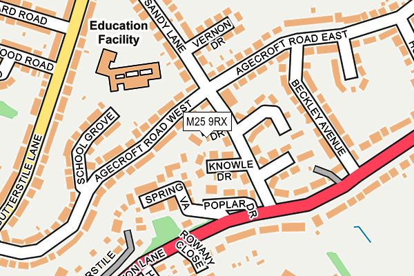 M25 9RX map - OS OpenMap – Local (Ordnance Survey)