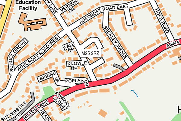 M25 9RZ map - OS OpenMap – Local (Ordnance Survey)