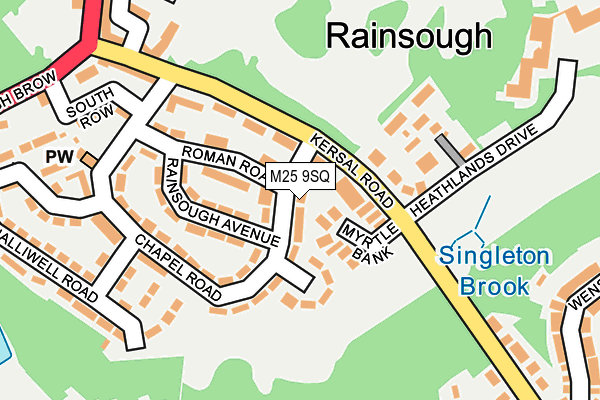 M25 9SQ map - OS OpenMap – Local (Ordnance Survey)