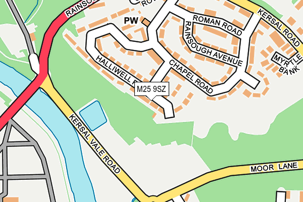 M25 9SZ map - OS OpenMap – Local (Ordnance Survey)