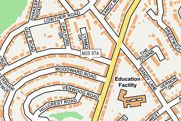 M25 9TA map - OS OpenMap – Local (Ordnance Survey)