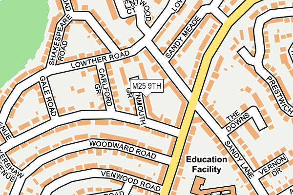 M25 9TH map - OS OpenMap – Local (Ordnance Survey)