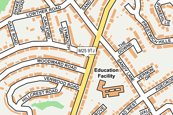 M25 9TJ map - OS OpenMap – Local (Ordnance Survey)