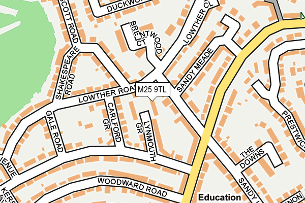 M25 9TL map - OS OpenMap – Local (Ordnance Survey)