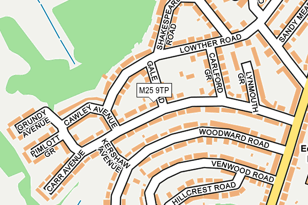 M25 9TP map - OS OpenMap – Local (Ordnance Survey)