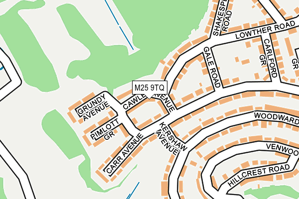M25 9TQ map - OS OpenMap – Local (Ordnance Survey)