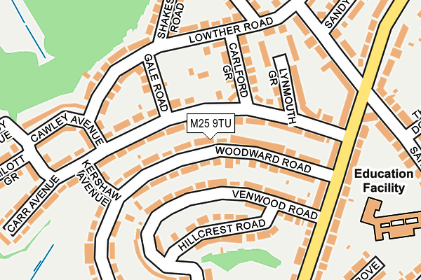 M25 9TU map - OS OpenMap – Local (Ordnance Survey)