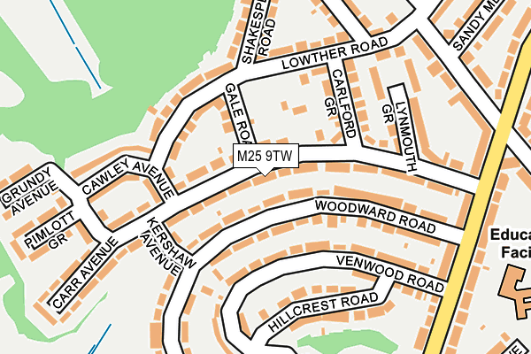 M25 9TW map - OS OpenMap – Local (Ordnance Survey)