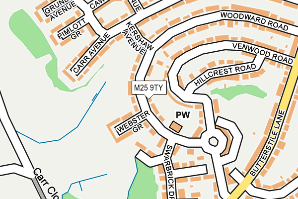 M25 9TY map - OS OpenMap – Local (Ordnance Survey)