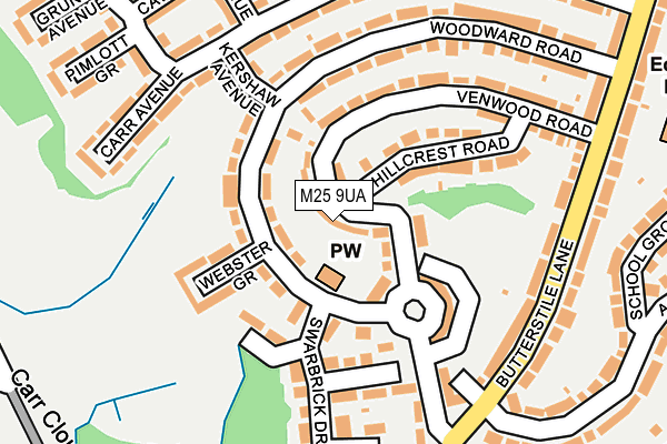 M25 9UA map - OS OpenMap – Local (Ordnance Survey)