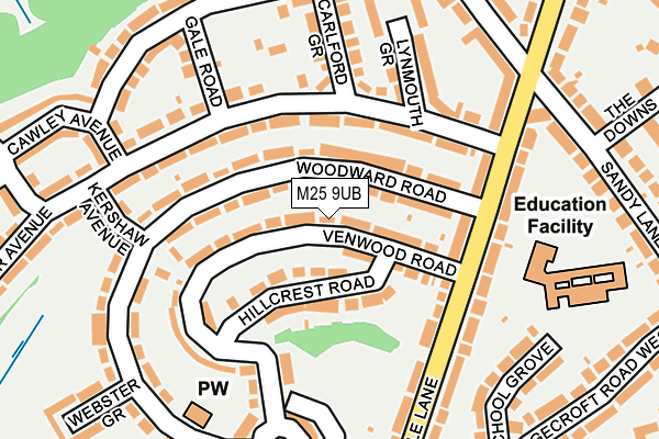 M25 9UB map - OS OpenMap – Local (Ordnance Survey)