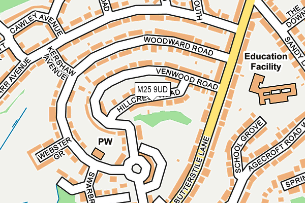 M25 9UD map - OS OpenMap – Local (Ordnance Survey)