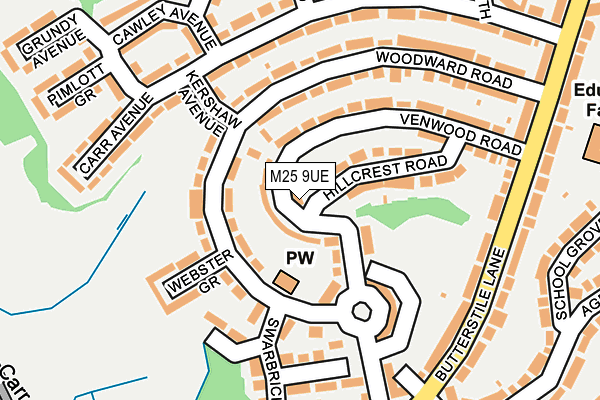 M25 9UE map - OS OpenMap – Local (Ordnance Survey)