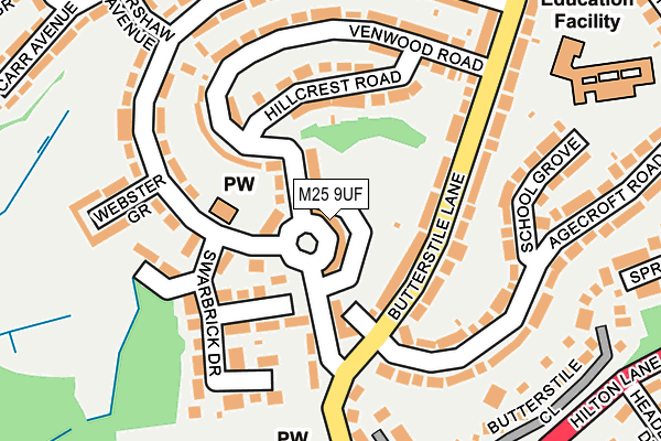 M25 9UF map - OS OpenMap – Local (Ordnance Survey)