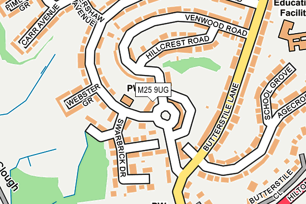 M25 9UG map - OS OpenMap – Local (Ordnance Survey)