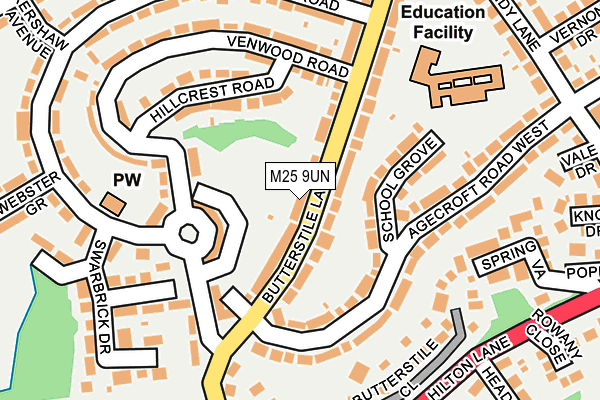 M25 9UN map - OS OpenMap – Local (Ordnance Survey)