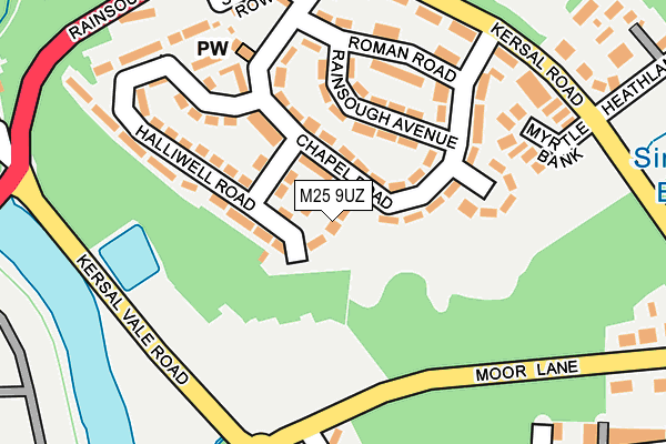 M25 9UZ map - OS OpenMap – Local (Ordnance Survey)