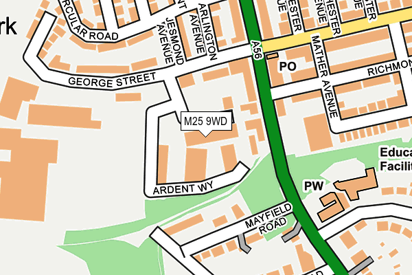 M25 9WD map - OS OpenMap – Local (Ordnance Survey)