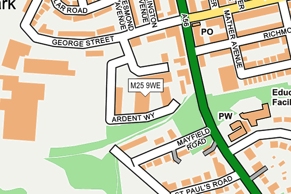 M25 9WE map - OS OpenMap – Local (Ordnance Survey)