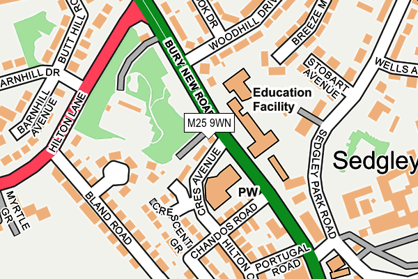 M25 9WN map - OS OpenMap – Local (Ordnance Survey)