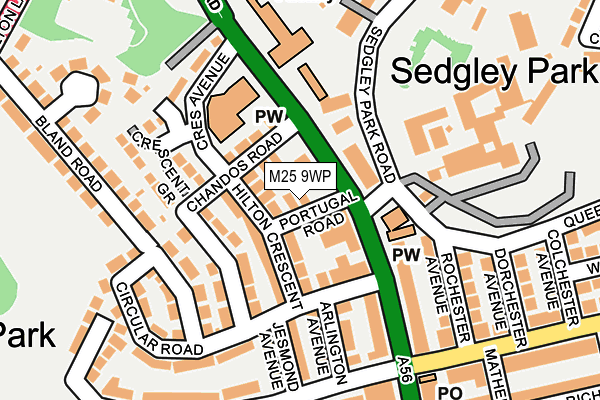 M25 9WP map - OS OpenMap – Local (Ordnance Survey)