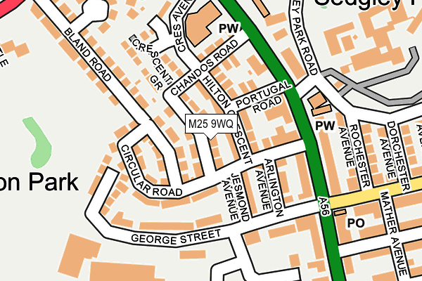 M25 9WQ map - OS OpenMap – Local (Ordnance Survey)