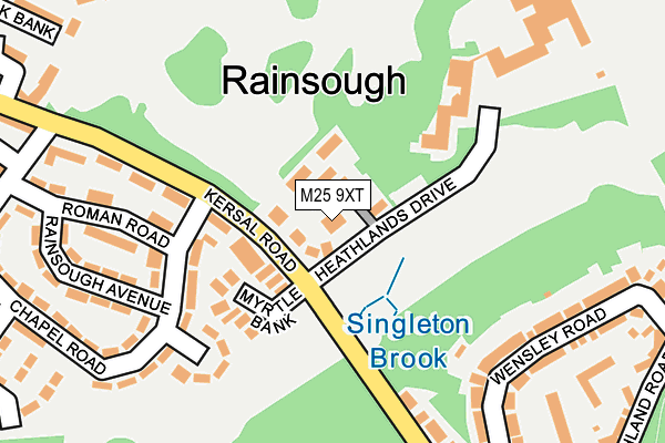 M25 9XT map - OS OpenMap – Local (Ordnance Survey)