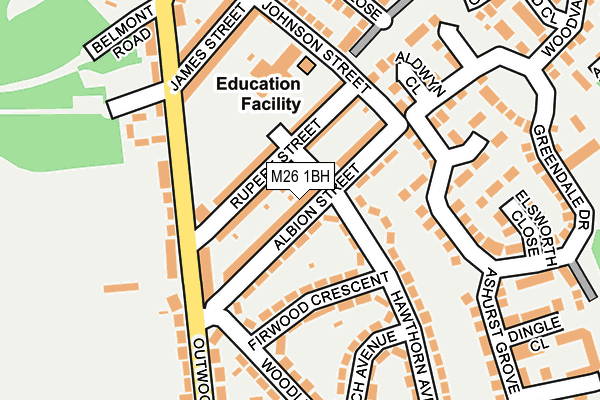 M26 1BH map - OS OpenMap – Local (Ordnance Survey)