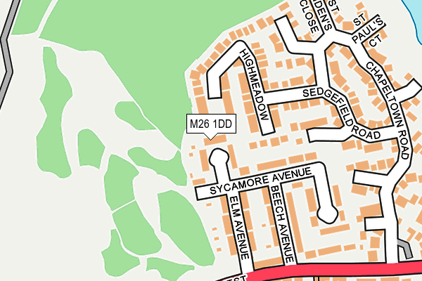 M26 1DD map - OS OpenMap – Local (Ordnance Survey)