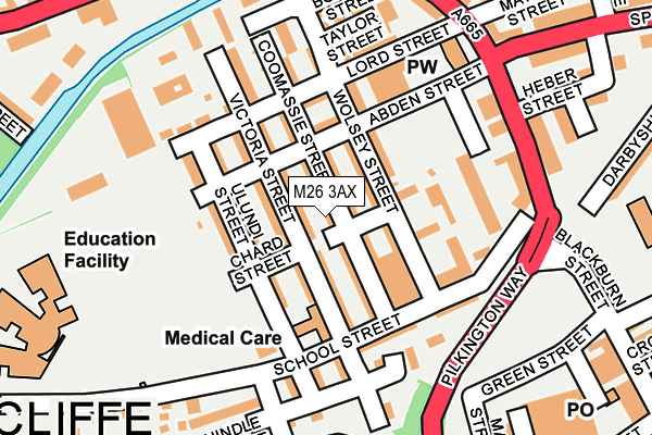 M26 3AX map - OS OpenMap – Local (Ordnance Survey)