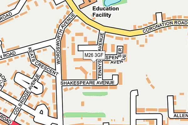 M26 3GF map - OS OpenMap – Local (Ordnance Survey)