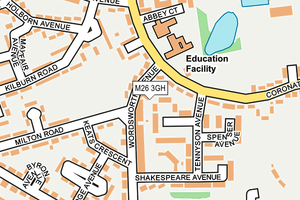 M26 3GH map - OS OpenMap – Local (Ordnance Survey)