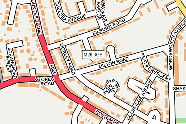 M26 3GS map - OS OpenMap – Local (Ordnance Survey)