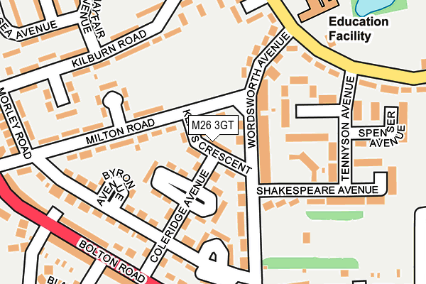 M26 3GT map - OS OpenMap – Local (Ordnance Survey)