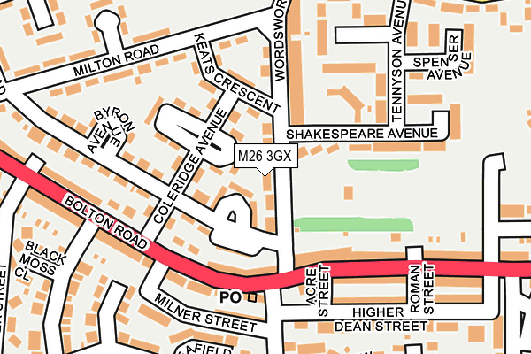 M26 3GX map - OS OpenMap – Local (Ordnance Survey)
