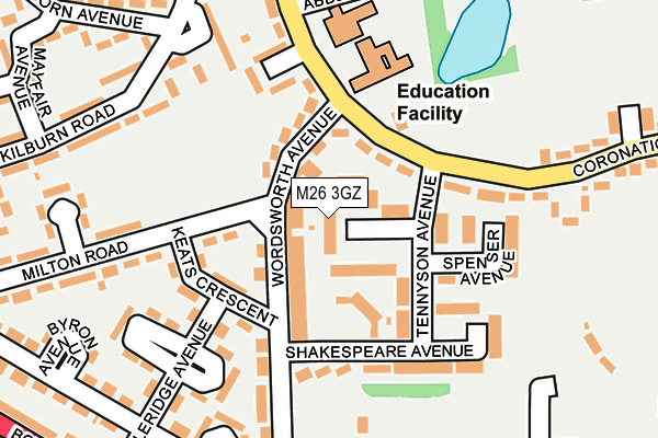 M26 3GZ map - OS OpenMap – Local (Ordnance Survey)