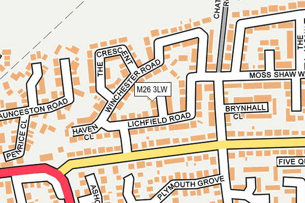 M26 3LW map - OS OpenMap – Local (Ordnance Survey)