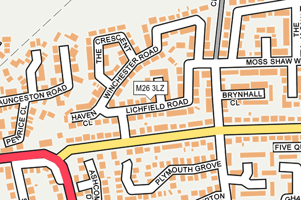 M26 3LZ map - OS OpenMap – Local (Ordnance Survey)