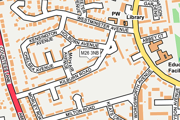 M26 3NB map - OS OpenMap – Local (Ordnance Survey)