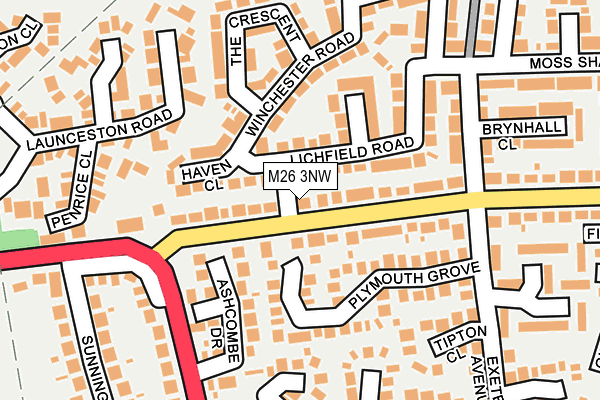 M26 3NW map - OS OpenMap – Local (Ordnance Survey)