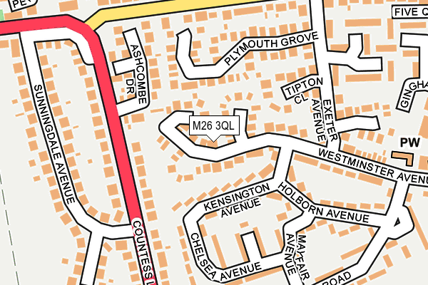 M26 3QL map - OS OpenMap – Local (Ordnance Survey)