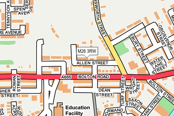 M26 3RW map - OS OpenMap – Local (Ordnance Survey)