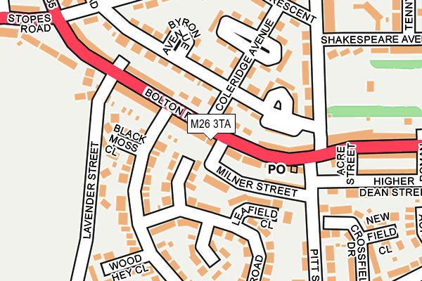 M26 3TA map - OS OpenMap – Local (Ordnance Survey)