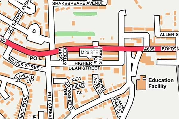 M26 3TE map - OS OpenMap – Local (Ordnance Survey)