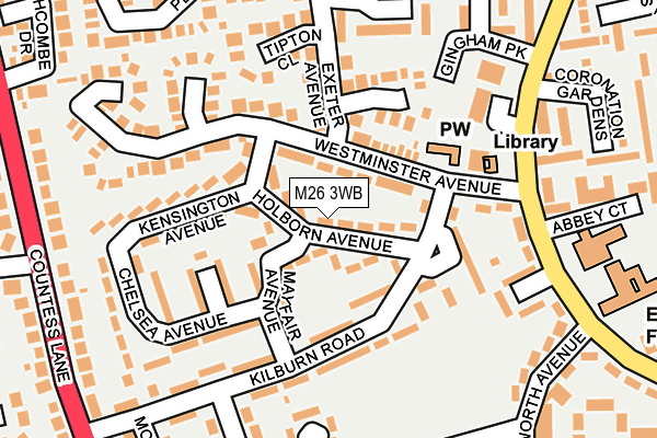 M26 3WB map - OS OpenMap – Local (Ordnance Survey)