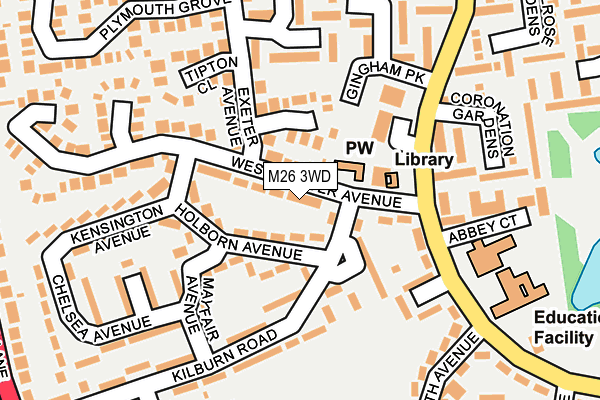 M26 3WD map - OS OpenMap – Local (Ordnance Survey)